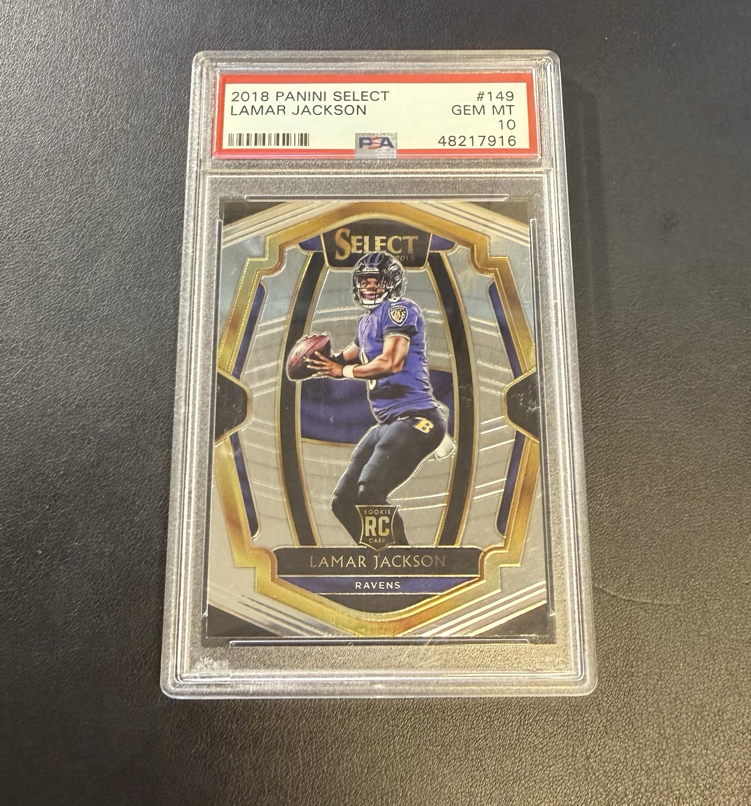 2018 Panini Select - Premier Level Lamar Jackson #149 (RC) PSA 10 GEM MINT