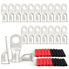 20PCS 2 AWG-3/8 Marine Grade Wire Lugs, Tinned Copper Ring Terminal Connectors E