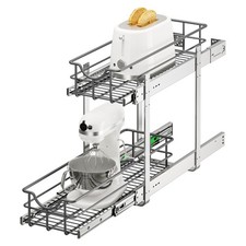 2 Tier Pull Out Cabinet Organizer - 8" W x 22" D Soft Close Slide Out Shelves...