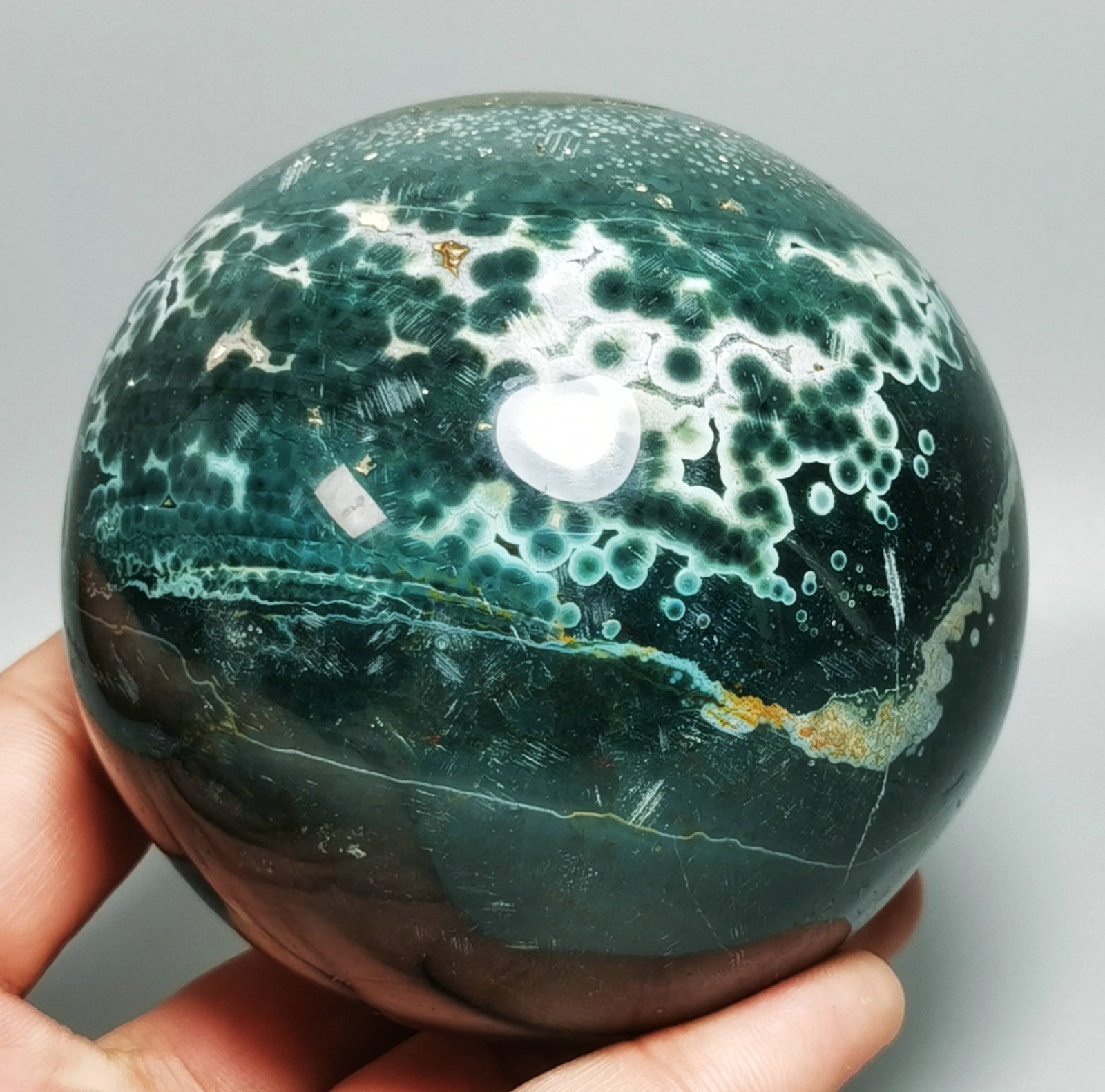 Natural Raw OCEAN JASPER QUARTZ Geode CRYSTAL Sphere Ball HEALING