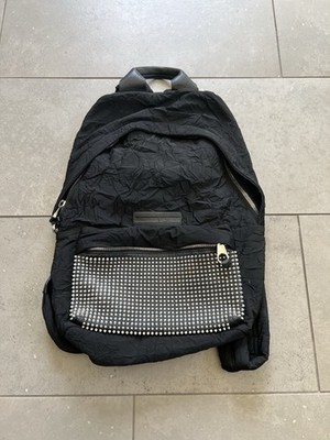 Alexander McQueen McQ Backpack Studded Black Nylon Leather Authentic Stud Bag