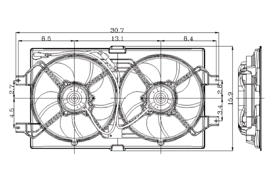 For Dodge Intrepid 1998-2004 TYC Dual Radiator & Condenser Fan Assembly Foto 4 de 4