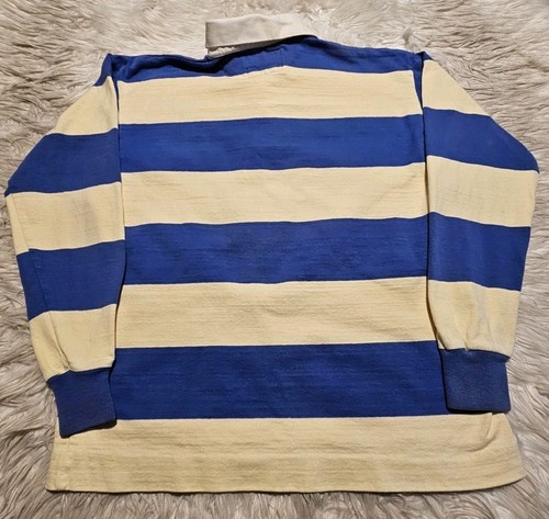 Vintage Lands End Authentic Rugby Polo Shirt Langarm Farbblock gestreift Mängel L - Bild 2 von 9