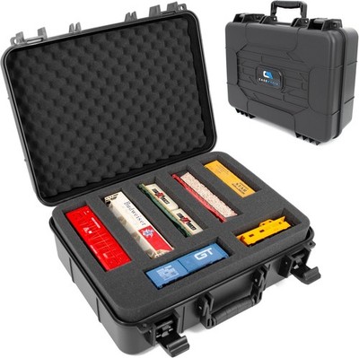 CASEMATIX HO Train Storage Box   Hard Shell Model Train Case w/ Dual-Layer Foam