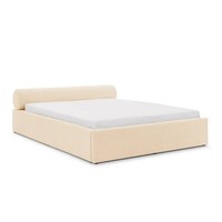 Beiges Modernes Bett 160X200 Bett Mit Kopfteil Bettgestell SchlafzimmermöBel