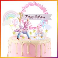 Kuchen-Dekoration Einhorn Geburtstag Regenbogen Stern Torten-Topper FüR Kinder
