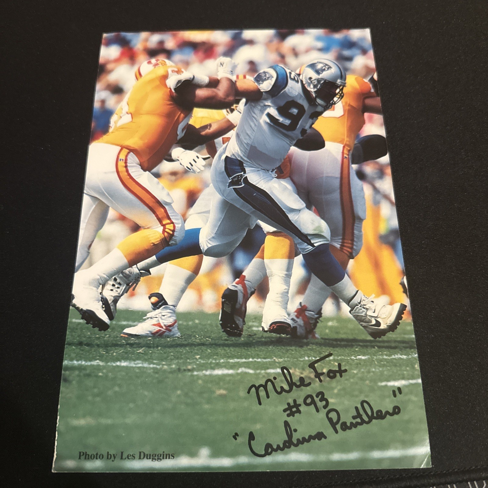 9"×6" Picture Autograph By Mike Fox(#93) Carolina Panthers