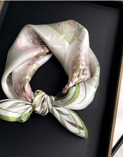 100 Mulberry Silk Scarf 53X53cm Women Square Bandana Wrap hydrangea macrophylla
