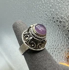 Vintage Sterling Silver & Amethyst Taxco Mexico Poison Ring Adjustable Sz 7 to 8