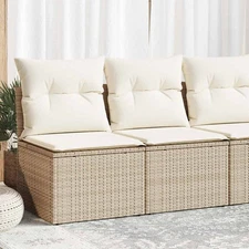 Garden Sofa Set Beige Poly Rattan Compact UV-resistant materials