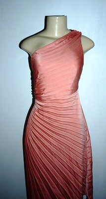 NWT BANANA REPUBLIC WOMEN PINK AMARETTI ONE SHOULDER PLEATED MIDI DRESS SIZE 10