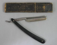 NATHAN JOSEPH SAN FRANCISCO - QUEEN'S OWN CO. SHEFFIELD STRAIGHT RAZOR w BOX