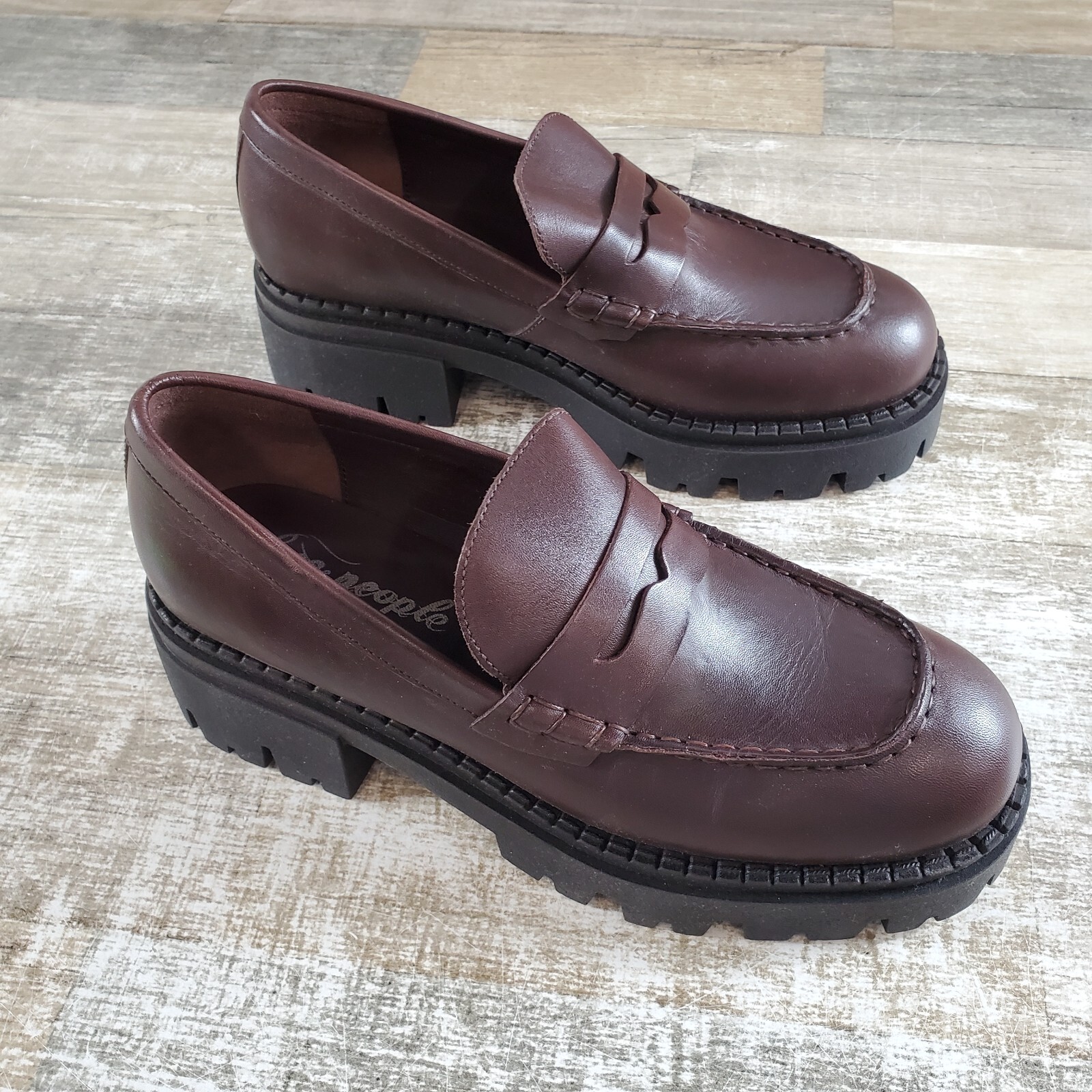 SAOLA Mocassini da donna Free People Lyra taglia 6 scarpe slip on suola a strappo in pelle Hot Fudge