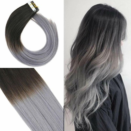 Seamless Tape in Hair Extensions Invisible PuSkin Weft Remy Human Hair Full Head - Picture 77 of 84