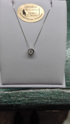 collana punto luce cipollina oro bianco 18ct con diamante FVS CERTIFICATO ct0.10 - Foto 3 di 3