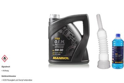 4L MANNOL Motoröl 7703 O.E.M. 5W-30 Synthetisch inkl. Schlauch Scheibenreiniger
