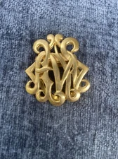 Vintage Gold Tone Monogram Scarf Clip