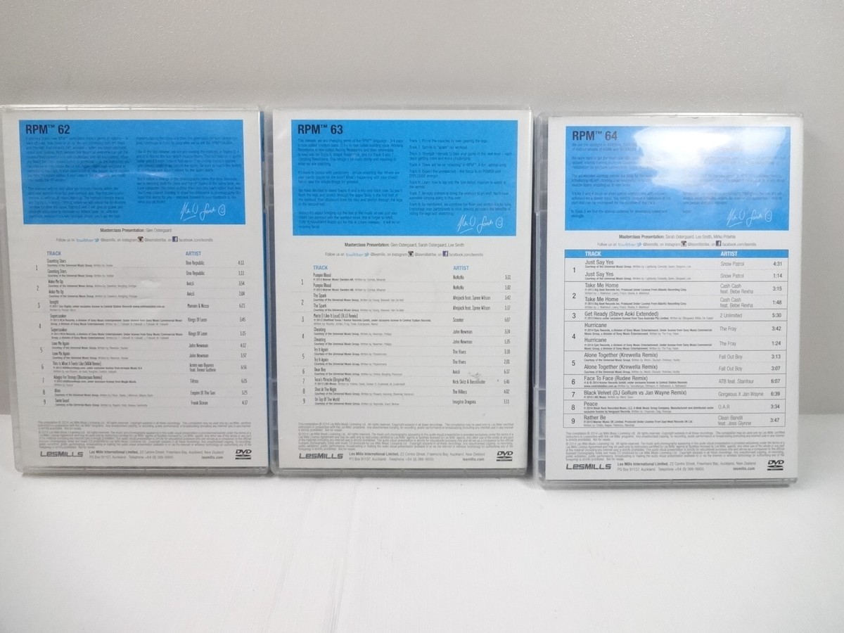 Tracklist Les Mills Rpm Free Les Mills RPM RELEASE 62 63 64 DVD Set