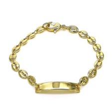 14K GOLD PLATED 6" ID BRACELET W/ 4 MM PUFFED MARINER LINK LOBSTER CLASP M472