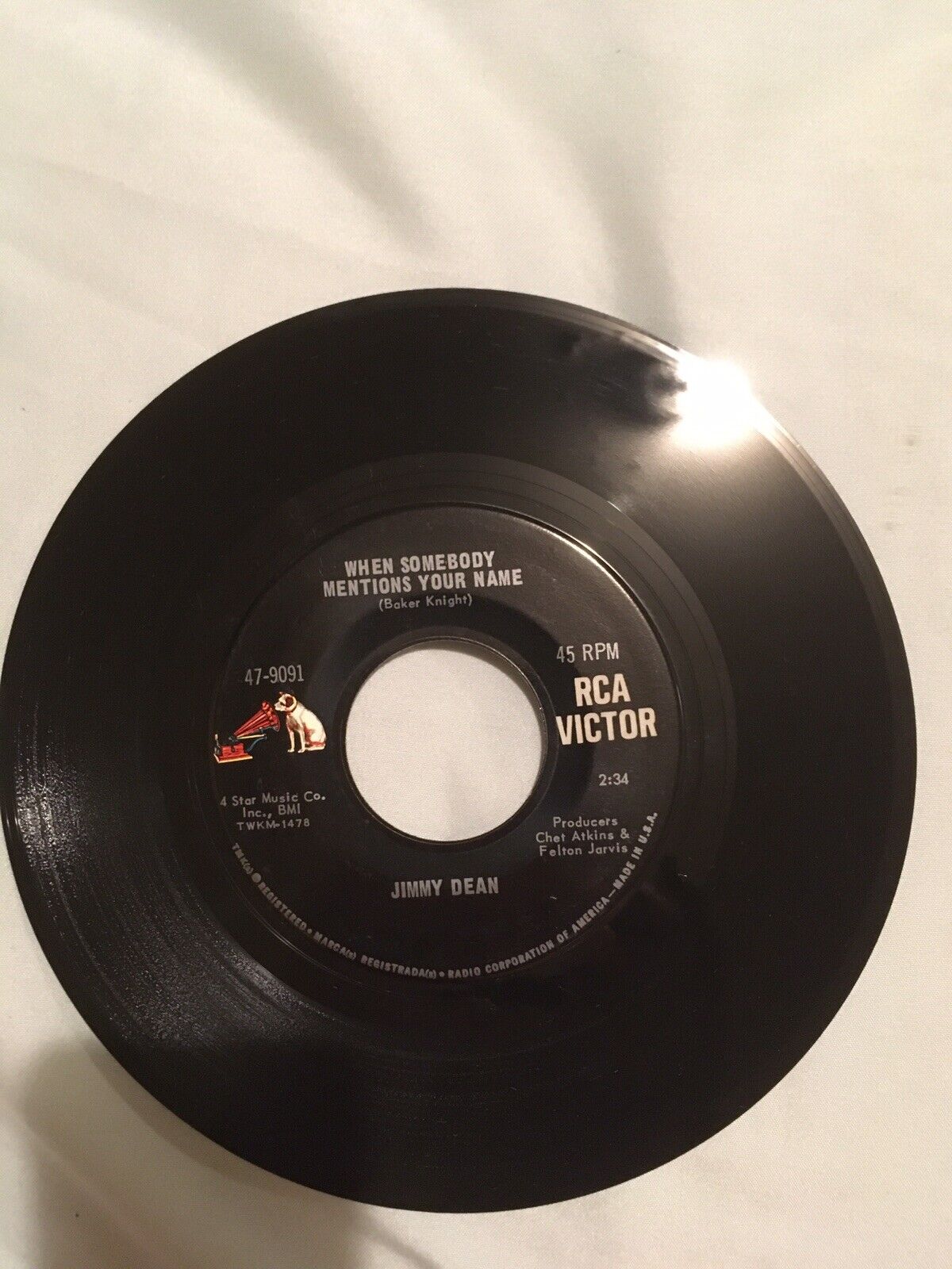 Jimmy Dean - Sweet Misery / When Somebody Mentions Your Name 45 Vinyl