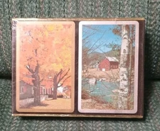 Vtg New Congress Playing Cards Double Deck CelUTone Autumn Fall Nature (Sealed)