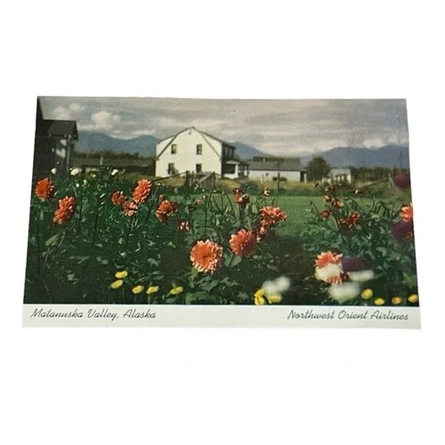 Postcard Matanuska Valley Alaska Northwest Orient Airlines Card Vintage B179