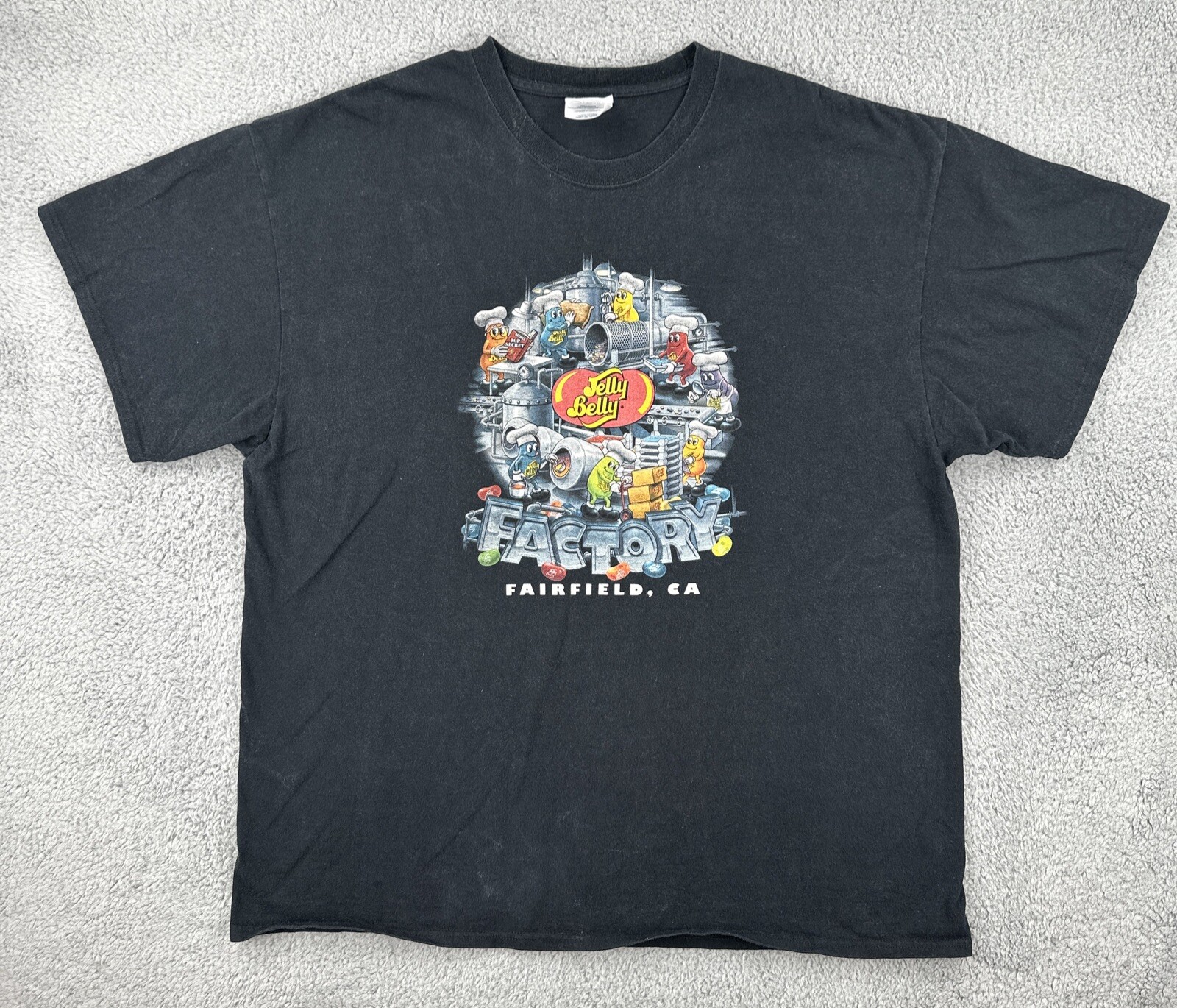Vintage Port & Company 2XL Black Jelly Belly Factory T-Shirt Fairfield CA
