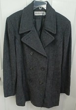 Womens Mackintosh Black Wool Coat Size 14