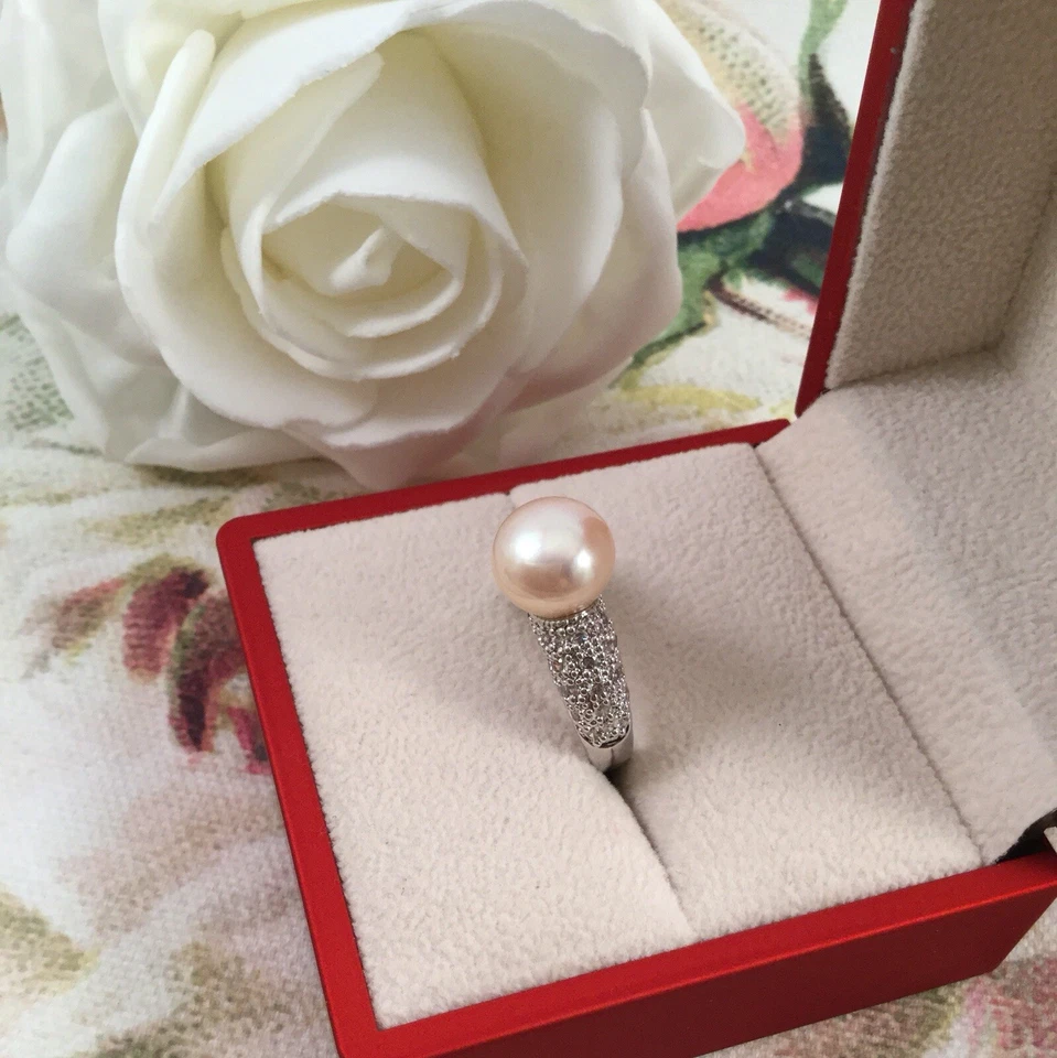 Art Deco Vintage Jewellery Pale Gold Genuine Pearl Ring Antique Jewelry - Image 4 of 4