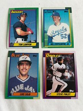 (4) 1990 TOPPS ROOKIES-S.FINLEY#349-SOJO#594-MEL STOTTLEMYRE#263-T. LAMPKIN#172