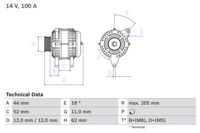 Bosch 0 986 049 231 Alternator for Alfa Romeo, Fiat, Lancia