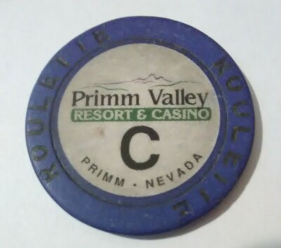 PRIMM VALLEY CASINO NEVADA HARD TO FIND PURPLE LETTER C ROULETTE GAMING CHIP!
