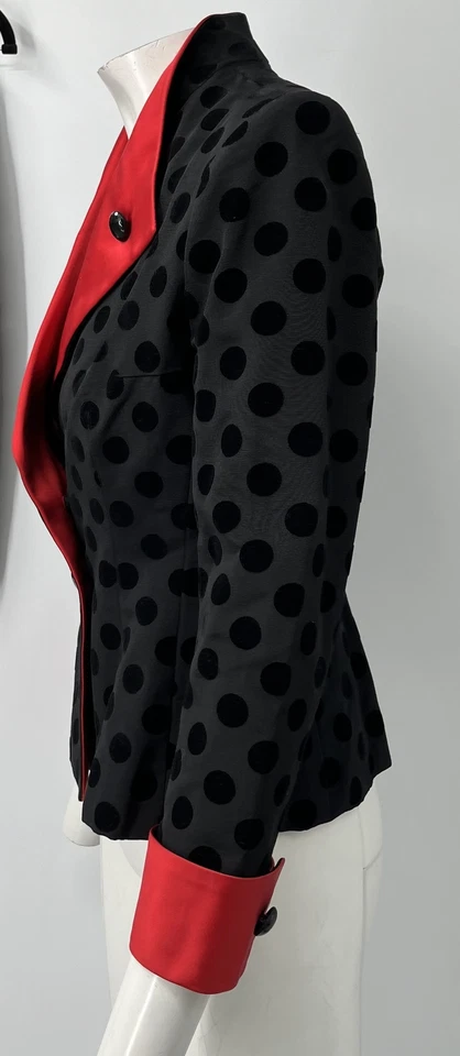 Traje Falda Givenchy Nouvelle Boutique Vintage Lunares con Forro de Solapa Roja Talla S Foto 4 de 4