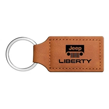 Jeep Liberty Rectangular Brown Leather Key Chain Key-Ring