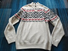 Chaps Mens L Ralph Lauren Sweater Fair Isle Cotton Button Mock Neck
