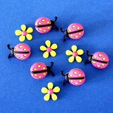 Dress It Up Buttons Ladybug & Flowers Jesse James Embellishments Shank & Flat