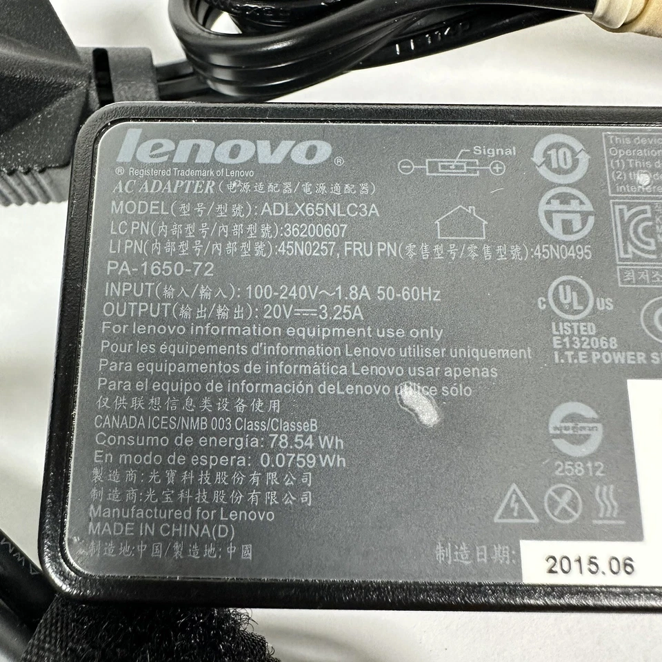 OEM 20V 3.25A 65W ADLX65NLC3A 36200607 For Lenovo ThinkPad T440s T440 AC Adapter - Image 2 of 4
