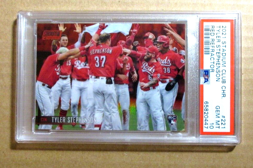 2021 Stadium Club Chrome Red Refractor Tyler Stephenson PSA 10 Rookie RC /5