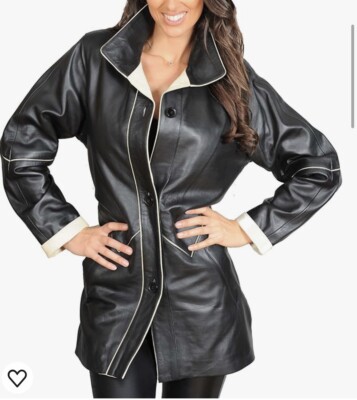 LLD Original London Leather Direct Ladies JOSIE Coat Black/Cream