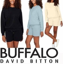 Buffalo by David Bitton Ladies 2-Piece Lounge Set Ribbed Long Sleeve Top  Short