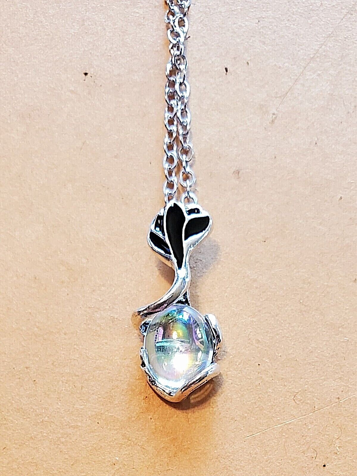 Rainbow Crystal Necklace Adjustable Leaf Pendant Next Day Shipping