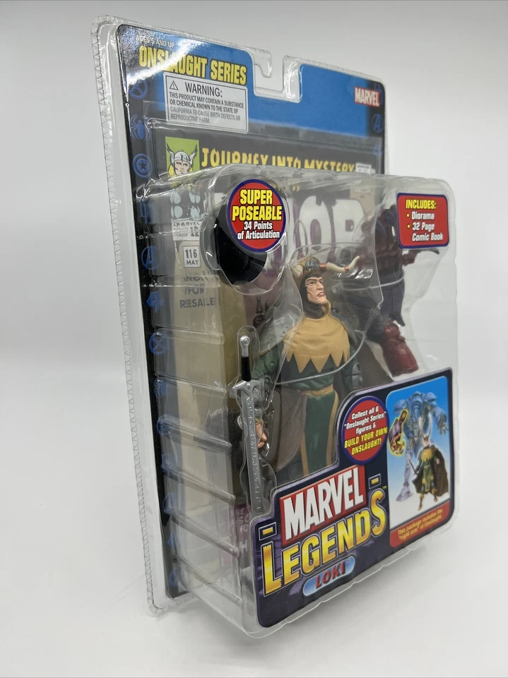 Marvel Legends LOKI (VARIANTE CUERNO CORTO ONDA ATAQUE) TOY BIZ 2006 Sellado S5 Foto 3 de 4