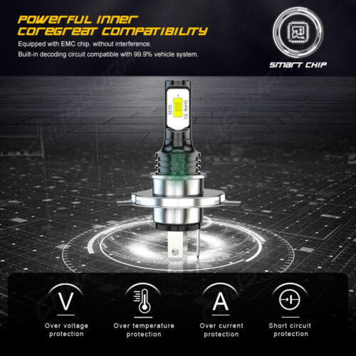 H6052 H6054 H6014 7X6 Halo LED Headlights Lamps H4 Conversion Assembly Set Clear - Foto 13 di 24