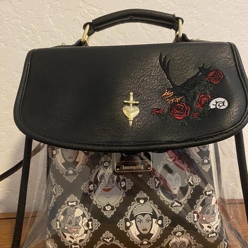 Loungefly Disney Villains PVC Damask Clear Crossbody Bag Maleficent Ursula Evil - Picture 5 of 7