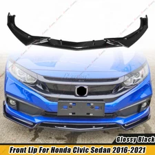 Gloss Black For Honda Civic 2016-2021 EX LX Sport Sedan Front Bumper Lip Spoiler