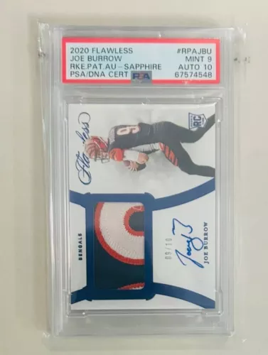 Joe Burrow 2020 Flawless Rookie Patch Auto Sapphire 9/10 Jersey # PSA 9 POP 2