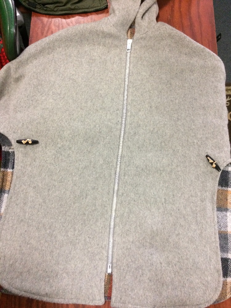 ジャケット・アウター Vintage 60's Wool Hooded Poncho Cape Vtg 60s 70s Ladies Wool Hooded Poncho Zip Up Coat Womens L