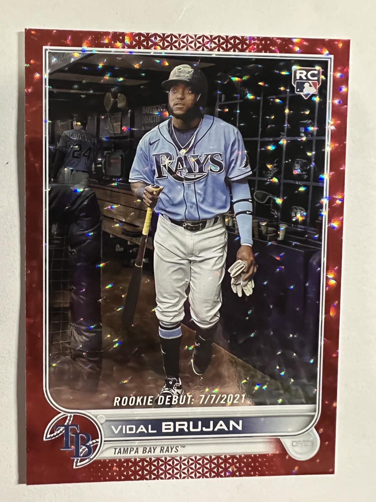 2022 Topps Update Vidal Brujan RC #d/199 Red Foil Ice Parallel Rays US8