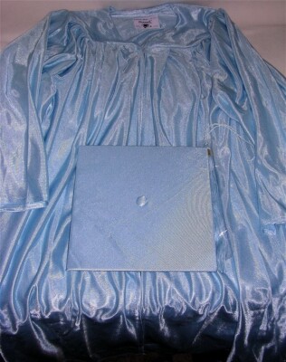 Forever Mine Dynamic Child 4'8'' - 4'11'' Graduation Cap Gown Tassel Shiny Lt Blue
