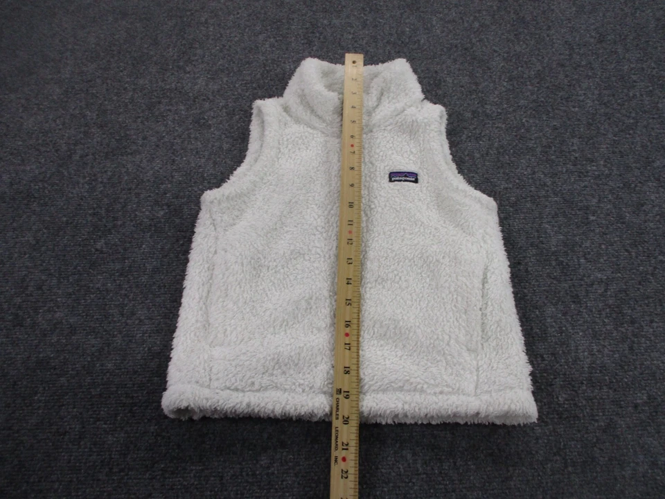 Jaqueta colete Patagonia meninas S 7 8 lã branca difusa caminhada ao ar livre casual juventude - Imagem 3 de 4